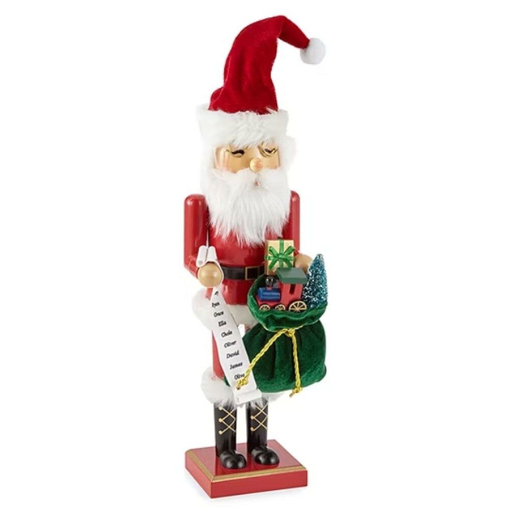 Wooden Christmas Nutcracker,14",WHITE SANTA W/BAG OF GIFTS &LIST OF NAMES 612,NP
